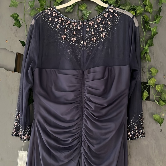 Alex Evening A-Line Mesh Gown With Beaded illusion Sweetheart Neckline Size 16P - Picture 9 of 16